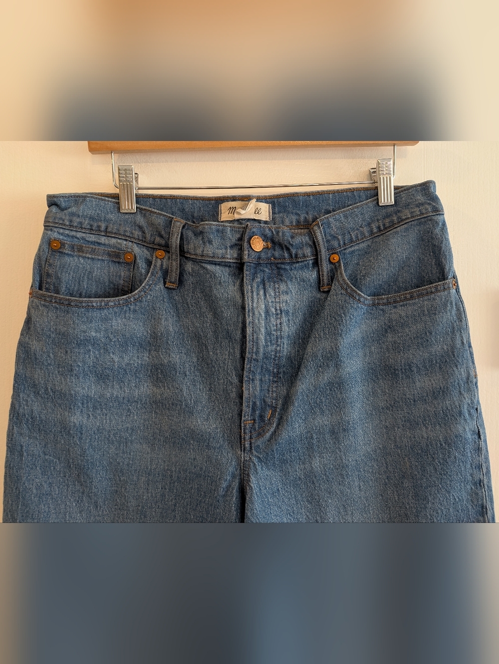 Madewell The Perfect Vintage Wide Leg Crop Jean Classic Blue Denim Size 31 - Picture 5 of 15